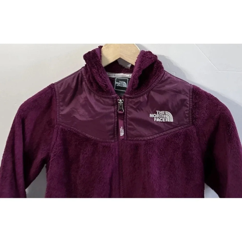 Girls The North Face OSO Fleece Hoodie Jacket Magenta‎ Pockets Small 7/8